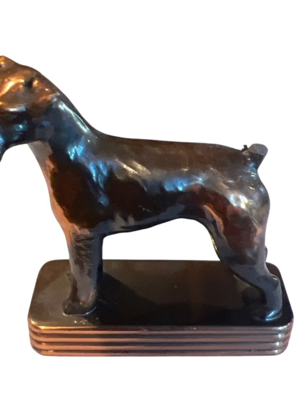 Copper fox terrier dog paper weight figurine Vintage